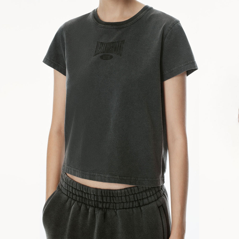 Alexander Wang - ディストレストロゴ シュランケンコットンTシャツ