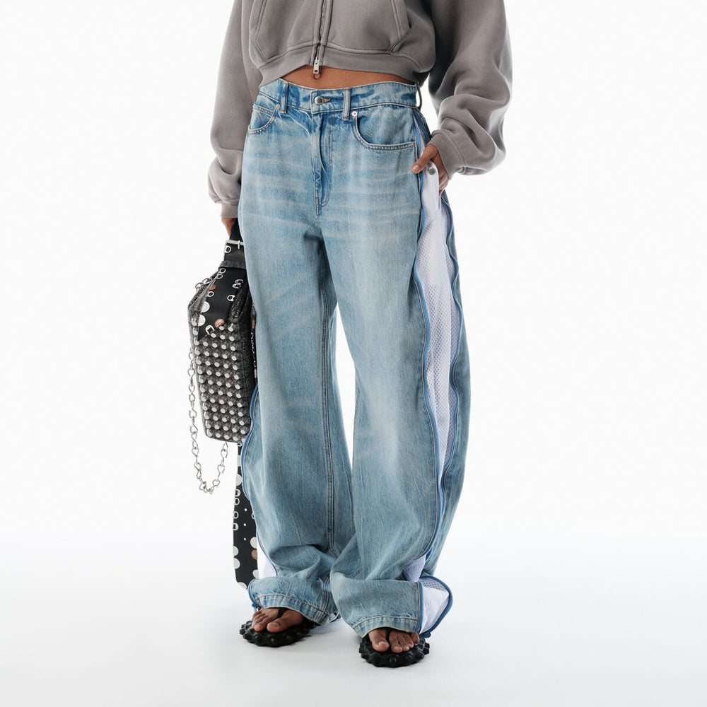 Alexander Wang - ブリーチブルー カーブドジッパー パンツ