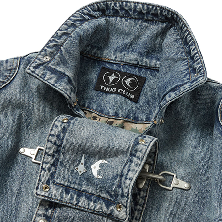 THUG CLUB - Bio Soldier Denim Trench Coat