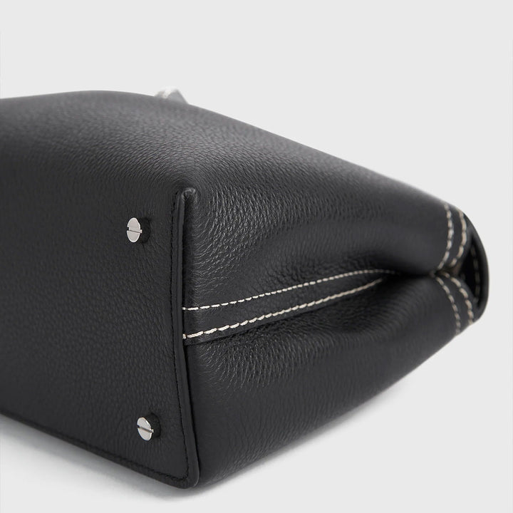 TOTEME - T-Lock grained-leather clutch black