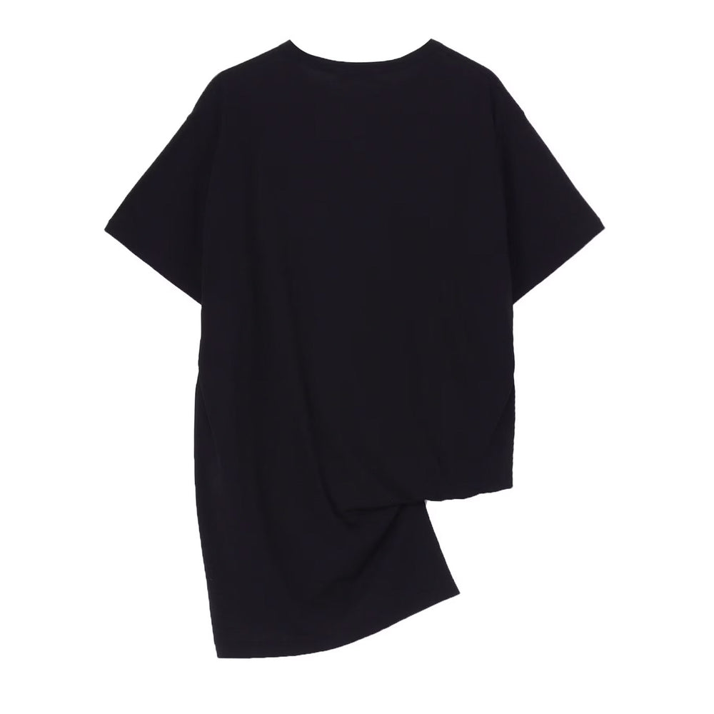 Yohji Yamamoto - DIORAMA JERSEY ASYMMETRY HEM SHORT SLEEVE T