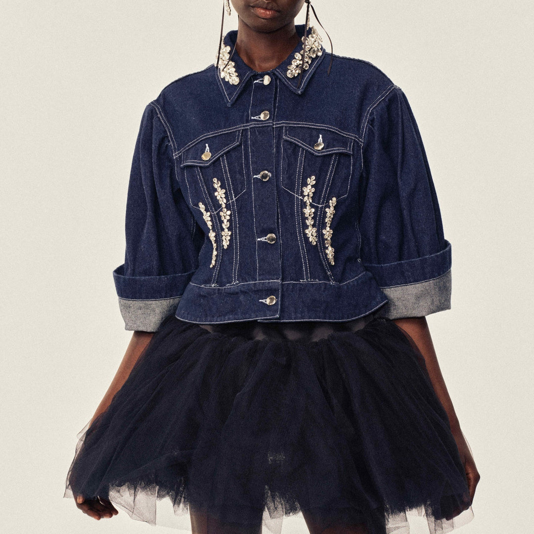 Simone Rocha - Turbo Embellished Sculpted Denim Jacket