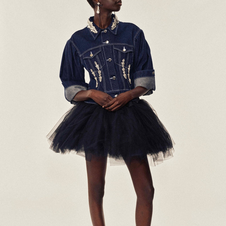 Simone Rocha - Turbo Embellished Sculpted Denim Jacket