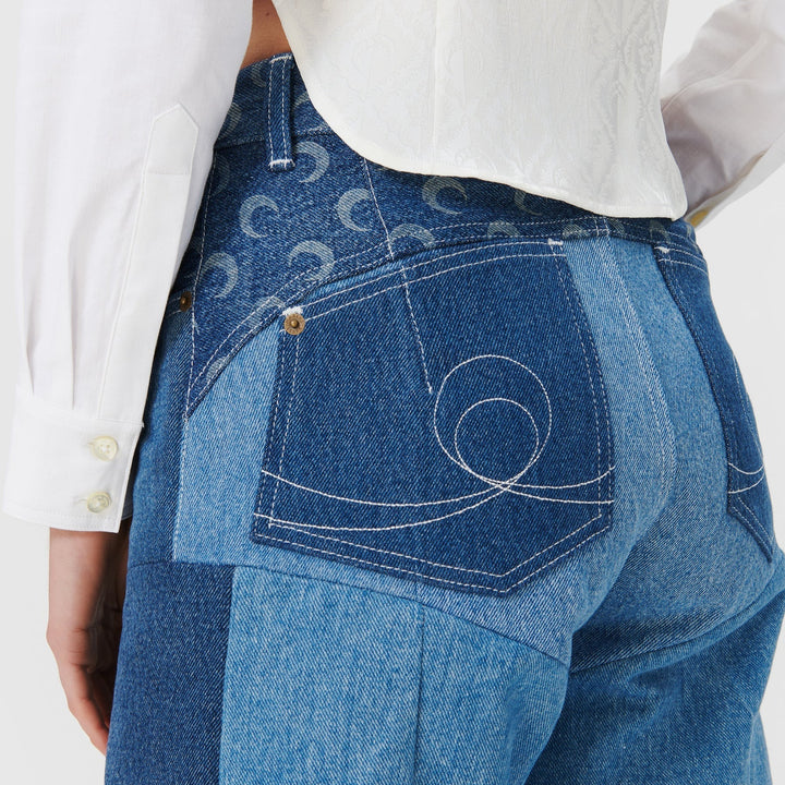 Marine Serre - REGENERATED DENIM FLARE PANTS