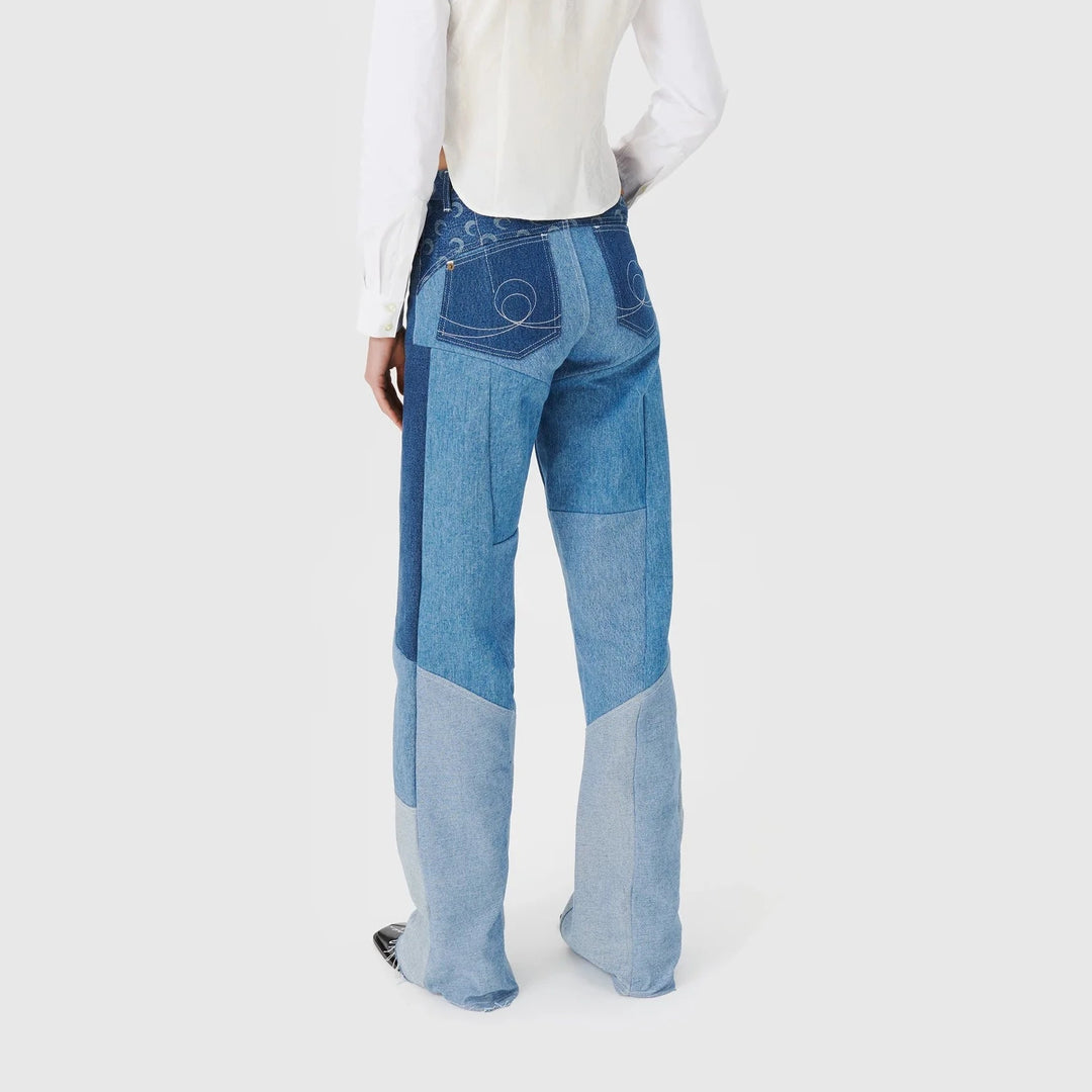 Marine Serre - REGENERATED DENIM FLARE PANTS