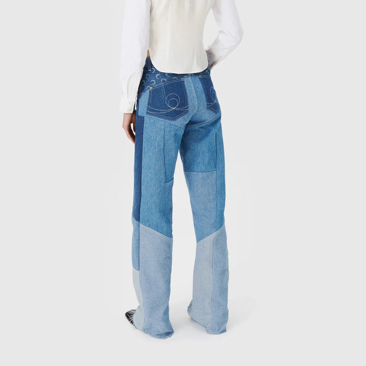 Marine Serre - REGENERATED DENIM FLARE PANTS