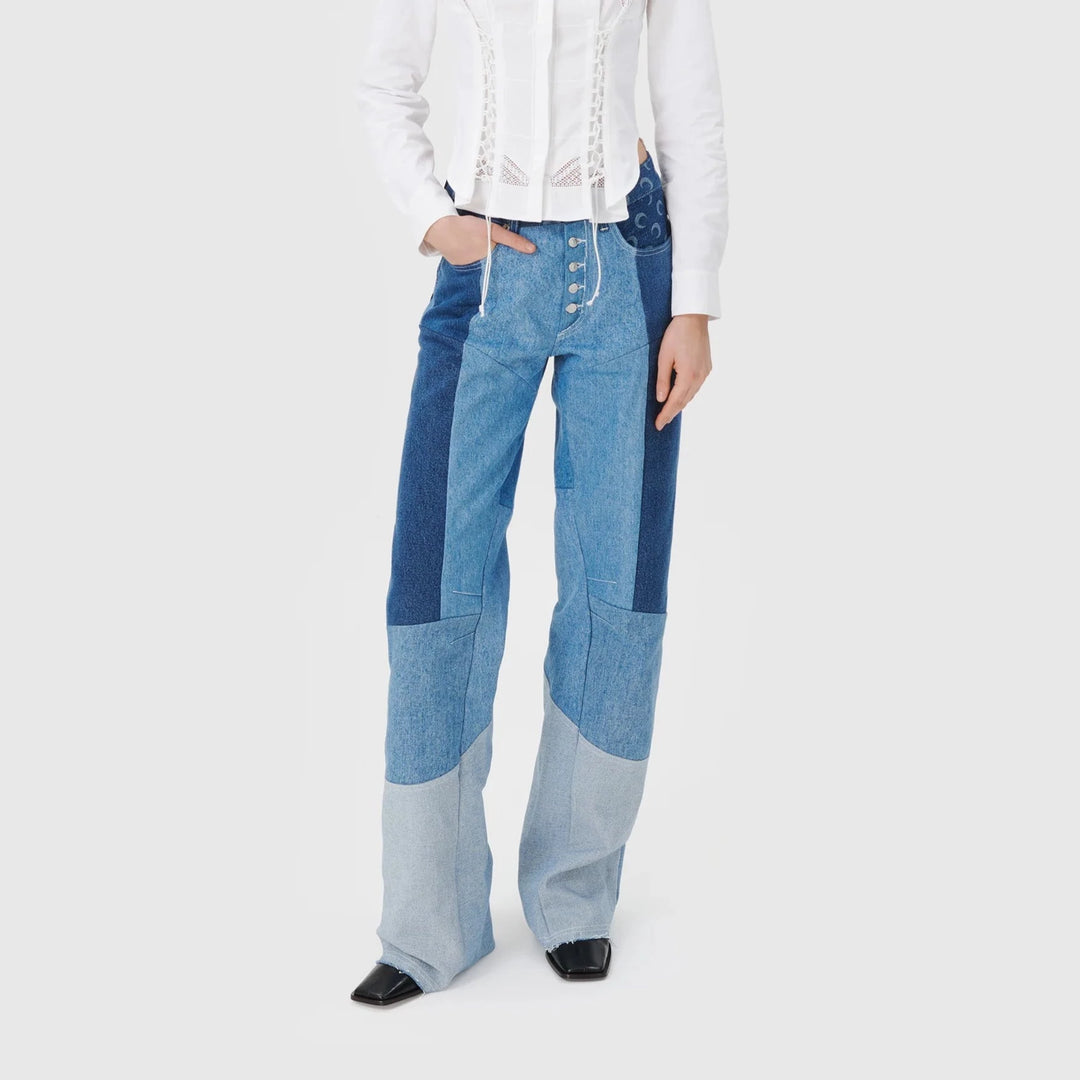 Marine Serre - REGENERATED DENIM FLARE PANTS