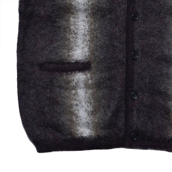 Fuzzy Stripe Mohair Knit Cardigan