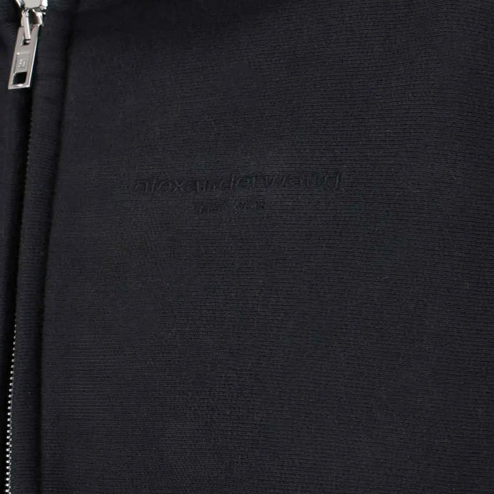 Alexander Wang - ブラック オーバーサイズ クロップド ジップアップ フーディー