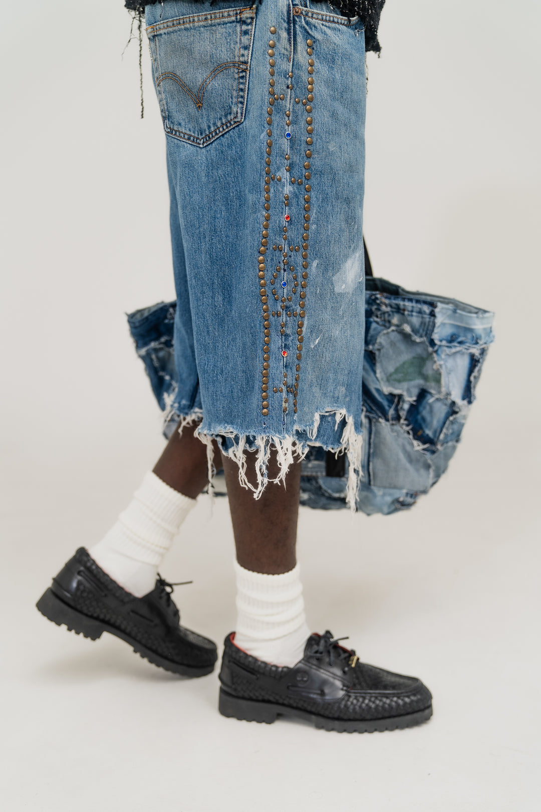 INNOCENCE NY - BAGGY STUDS DENIM  SHORTS【34】