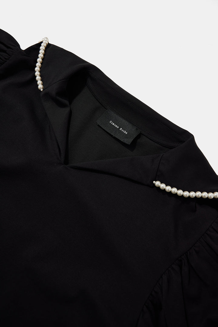 Simone Rocha - PUFF SLEEVE SAILOR COLLAR T-SHIRT W/ EMB