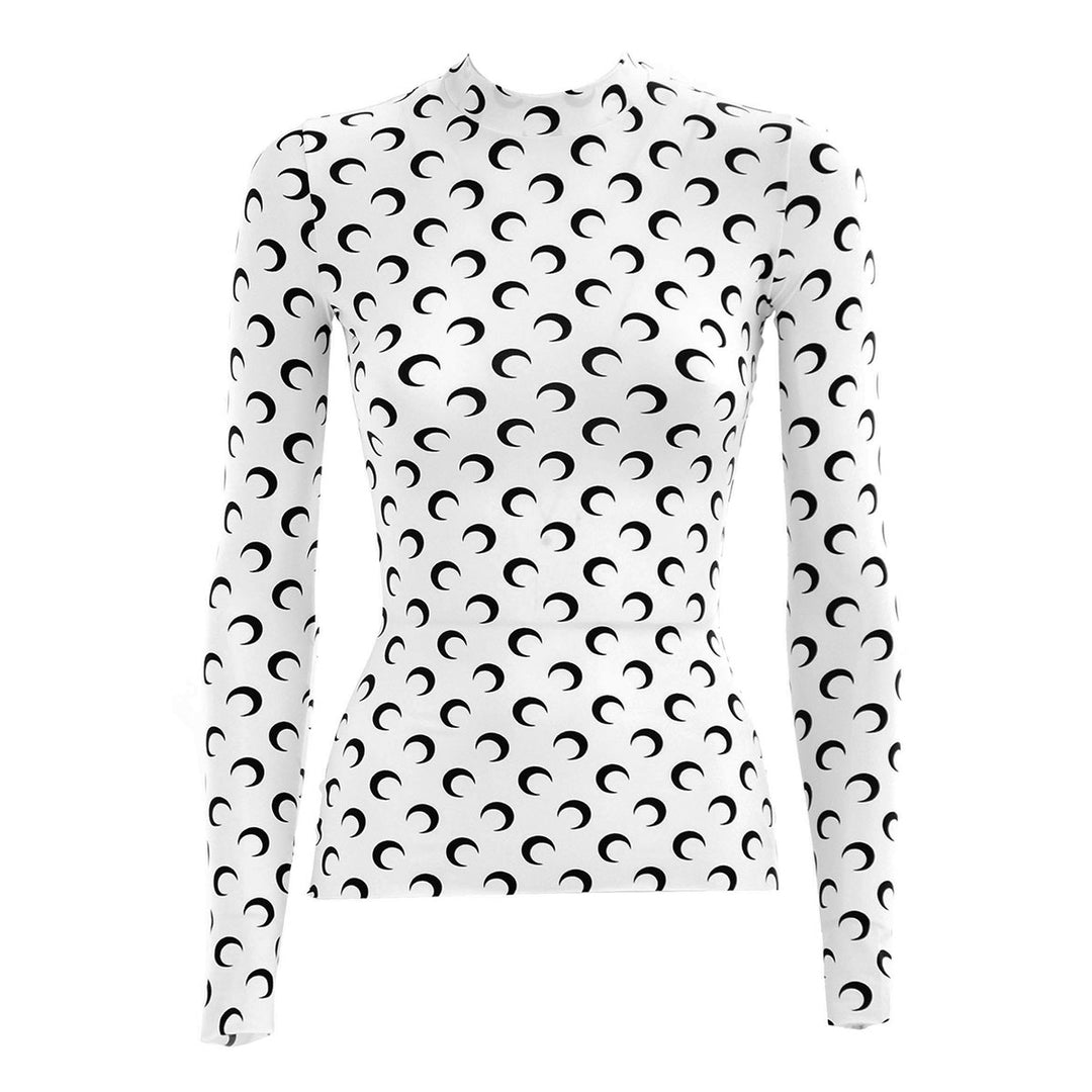 Marine Serre - MOON PRINTED JERSEY SECOND SKIN HIGHNECK TOP