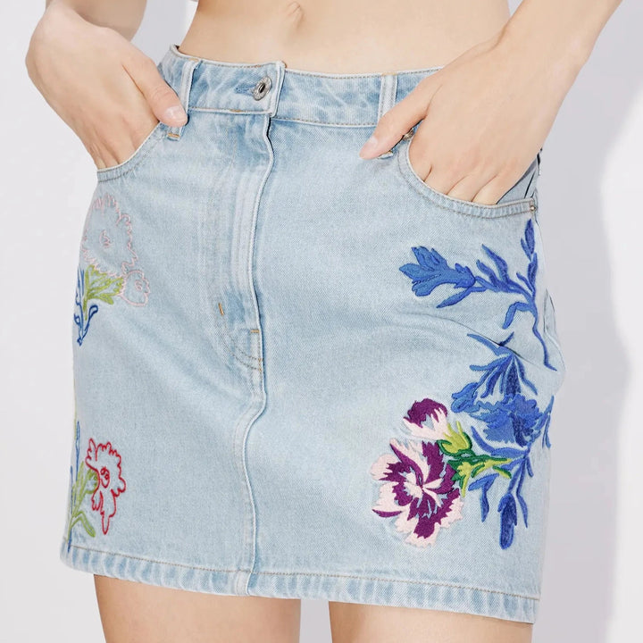 KENZO - 'KENZO DRAWN FLOWERS' エンブロイダリー ミニスカート