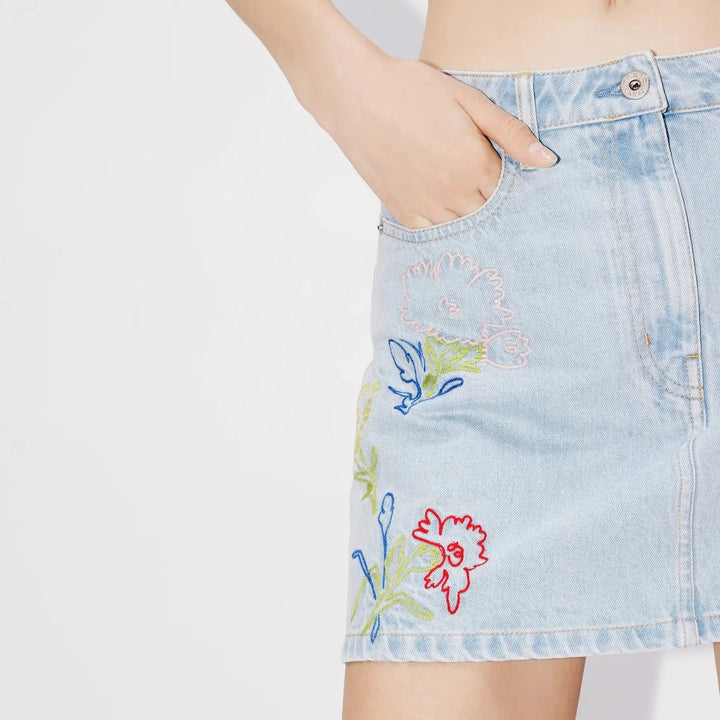 KENZO - 'KENZO DRAWN FLOWERS' エンブロイダリー ミニスカート