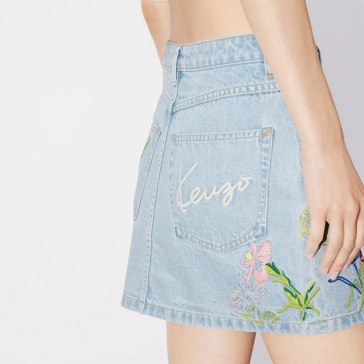 KENZO - 'KENZO DRAWN FLOWERS' エンブロイダリー ミニスカート