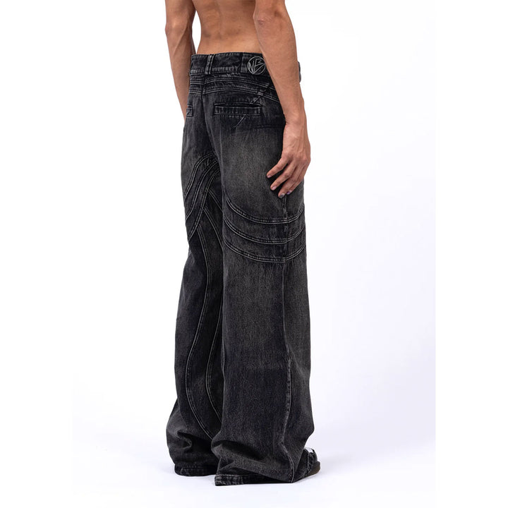 NO FAITH STUDIOS - HEAVY WAVE DENIM USED BLACK