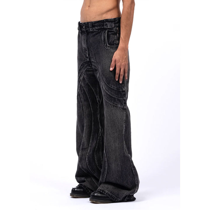 NO FAITH STUDIOS - HEAVY WAVE DENIM USED BLACK