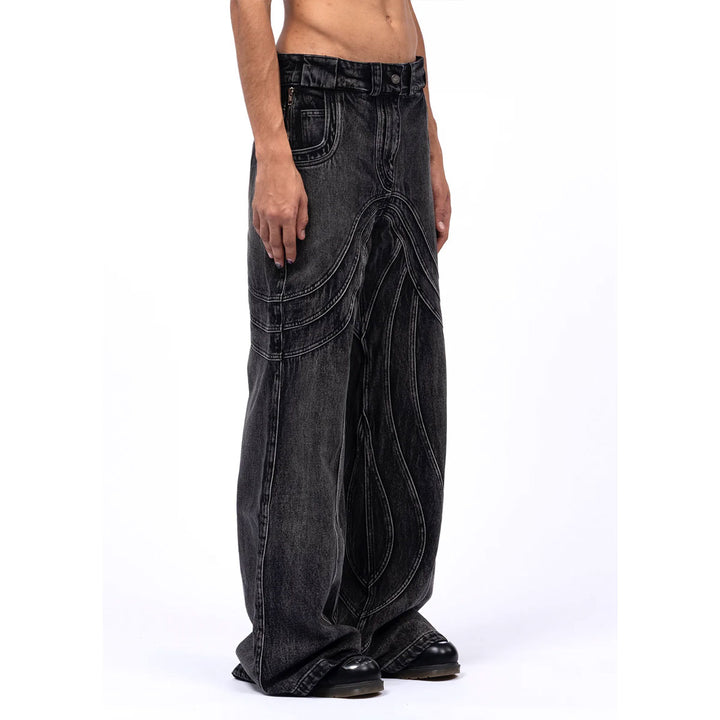 NO FAITH STUDIOS - HEAVY WAVE DENIM USED BLACK