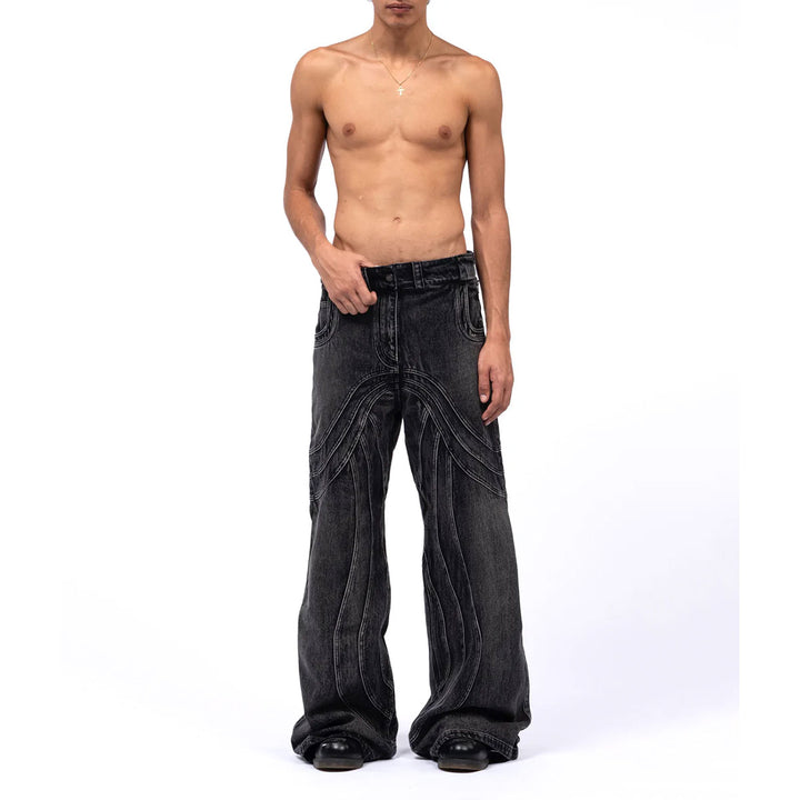 NO FAITH STUDIOS - HEAVY WAVE DENIM USED BLACK