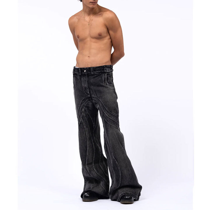 NO FAITH STUDIOS - HEAVY WAVE DENIM USED BLACK