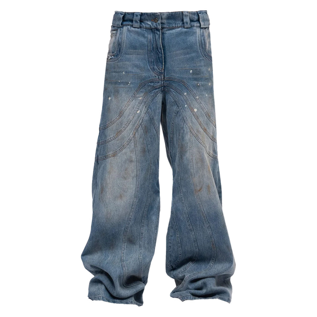 NO FAITH STUDIOS - HEAVY WAVE DENIM USED VINTAGE LOOK