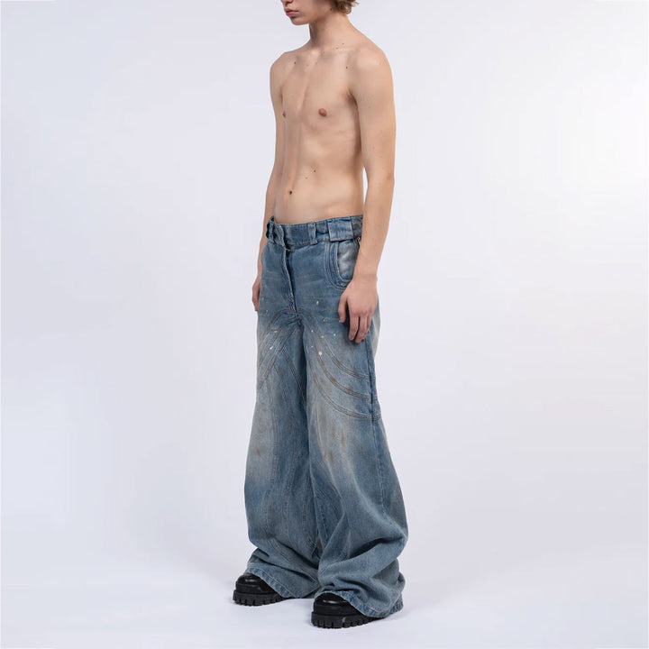 NO FAITH STUDIOS - HEAVY WAVE DENIM USED VINTAGE LOOK