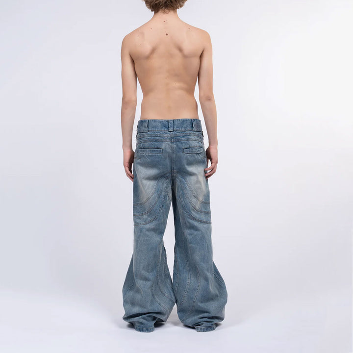 NO FAITH STUDIOS - HEAVY WAVE DENIM USED VINTAGE LOOK