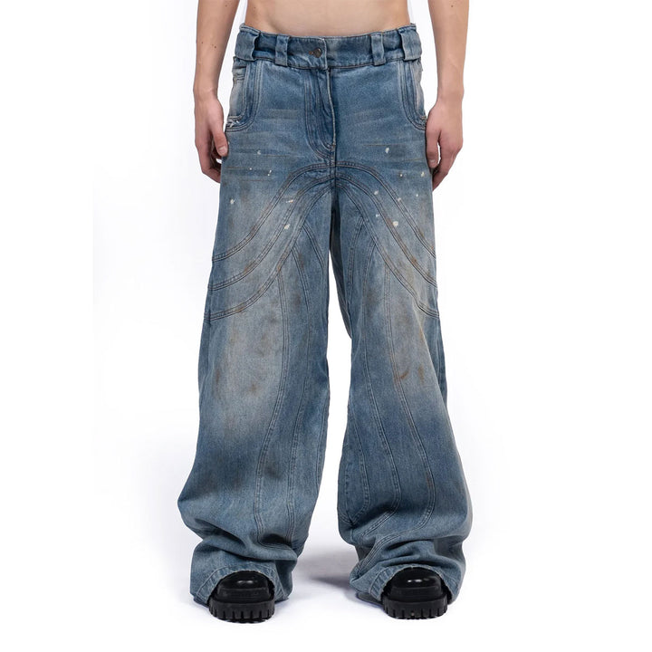 NO FAITH STUDIOS - HEAVY WAVE DENIM USED VINTAGE LOOK