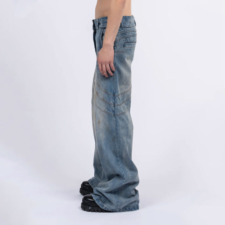 NO FAITH STUDIOS - HEAVY WAVE DENIM USED VINTAGE LOOK