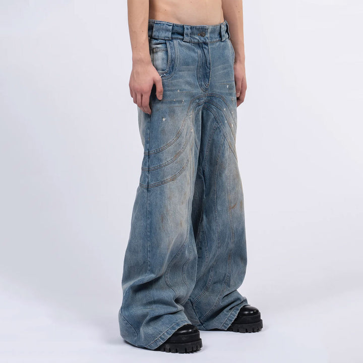 NO FAITH STUDIOS - HEAVY WAVE DENIM USED VINTAGE LOOK