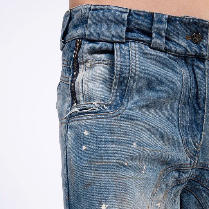 NO FAITH STUDIOS - HEAVY WAVE DENIM USED VINTAGE LOOK