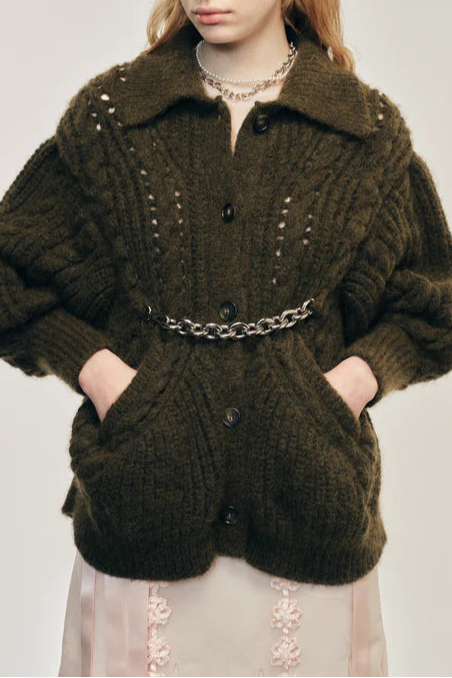 Simone Rocha - Sculpted Chunky Knit Chain Detail Cardigan