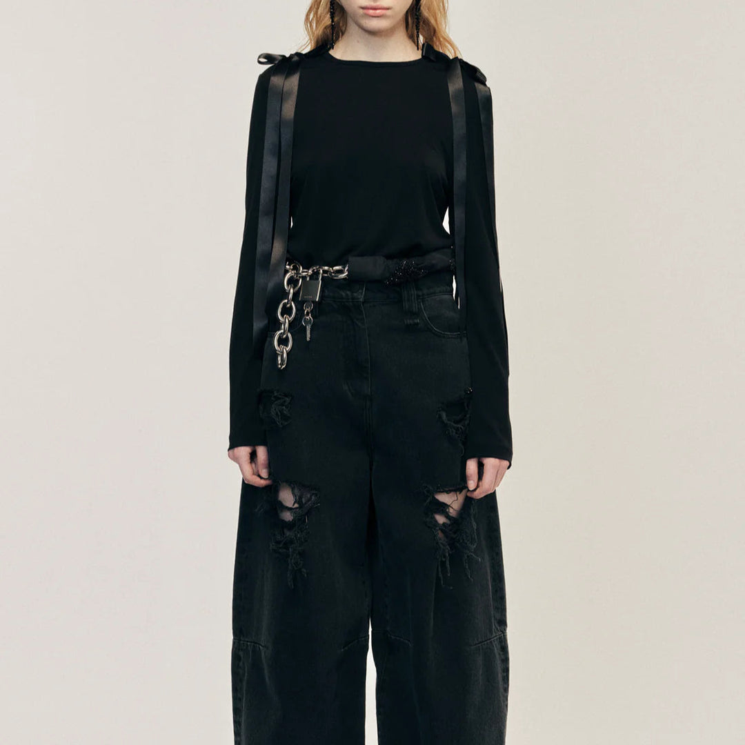 Simone Rocha - Bow Ribbon Tail Long Sleeve T-Shirt