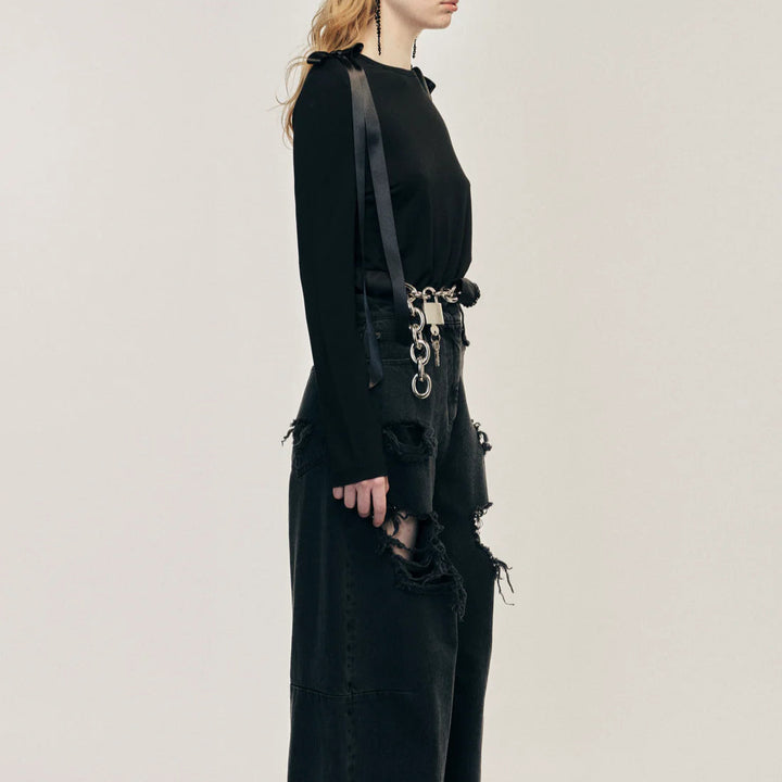 Simone Rocha - Bow Ribbon Tail Long Sleeve T-Shirt