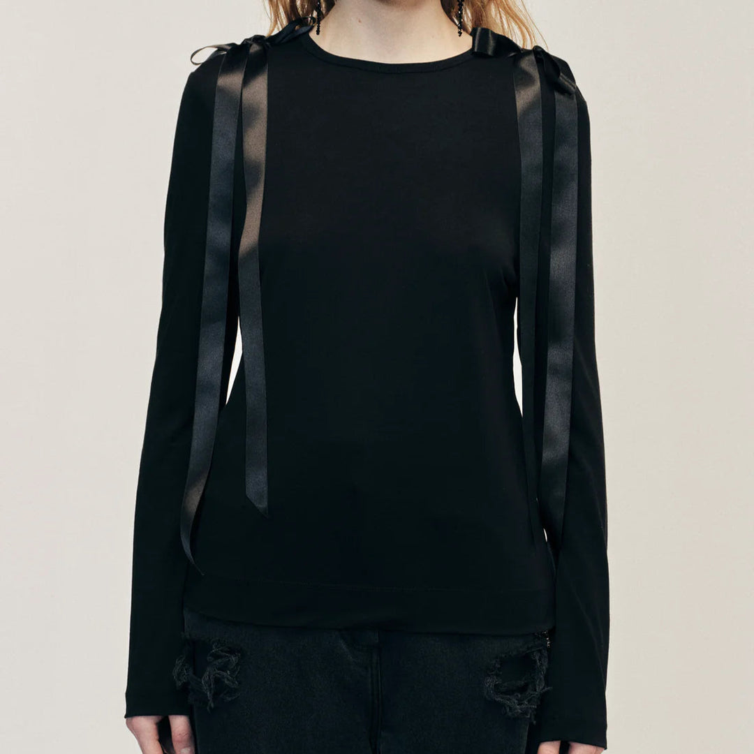 Simone Rocha - Bow Ribbon Tail Long Sleeve T-Shirt