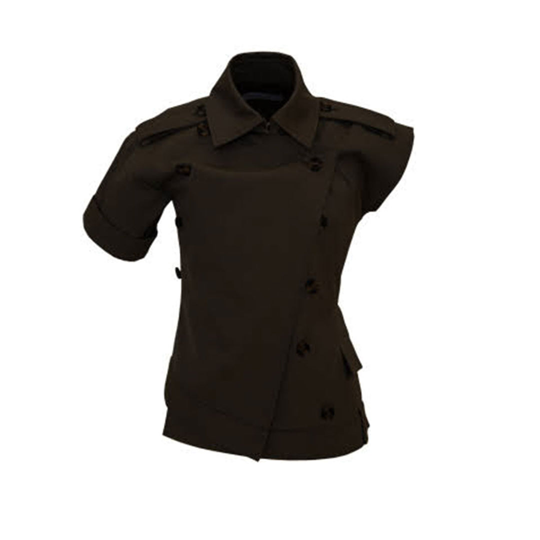 Rokh - MUTI BUTTON TWISTED COLLARED TOP