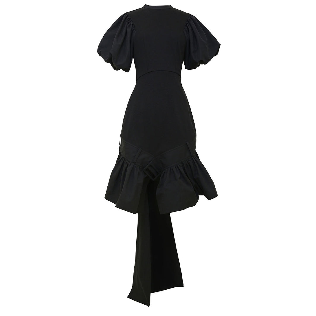 Rokh - BELTED HEM PUFF SLEEVE DRESS