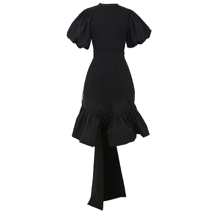 Rokh - BELTED HEM PUFF SLEEVE DRESS