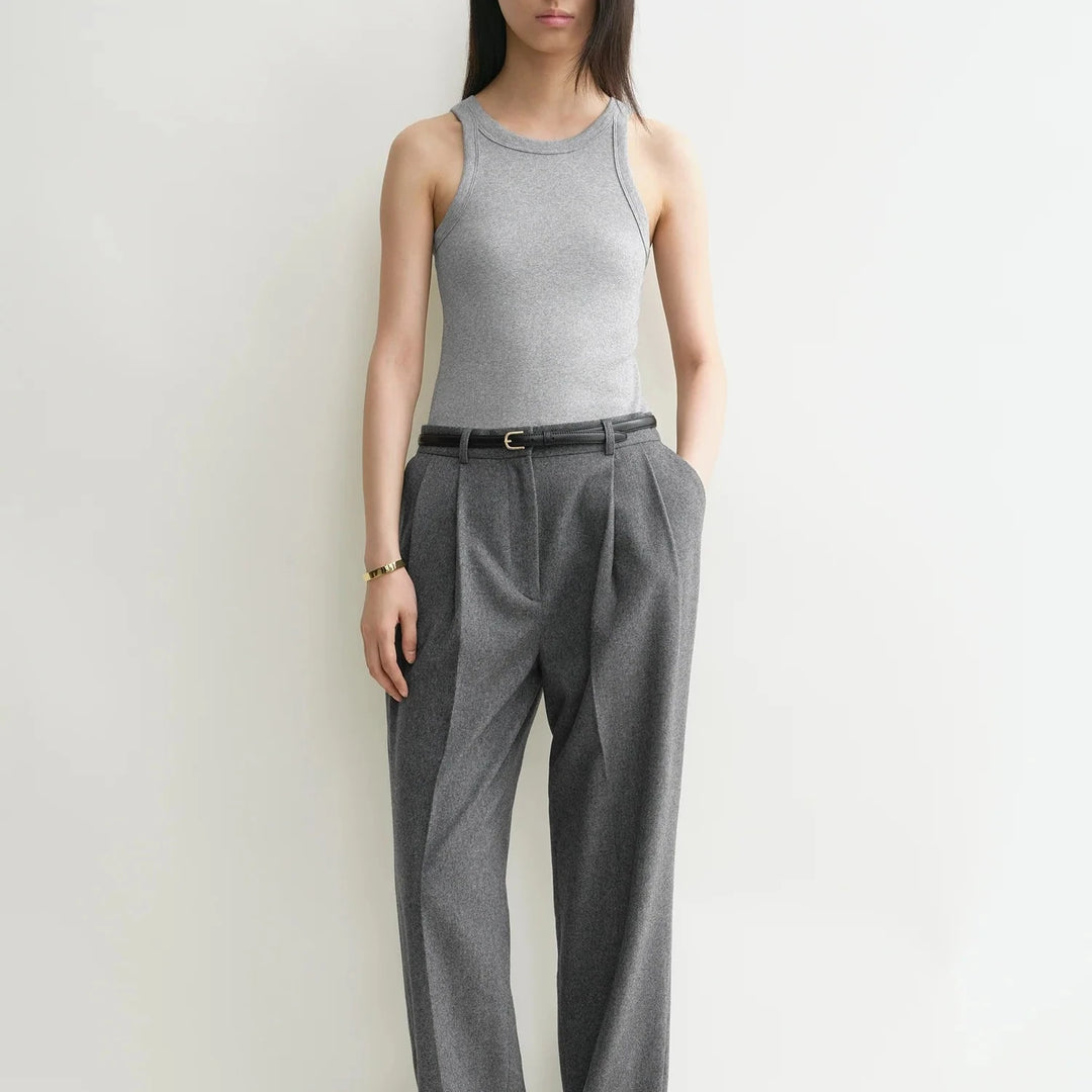 TOTEME - Curved rib tank grey melange