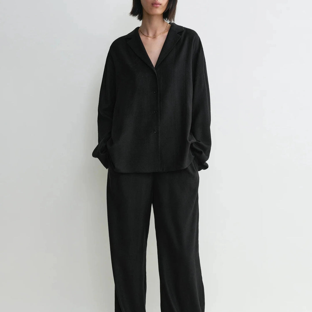 TOTEME - Monogram flannel pj top black