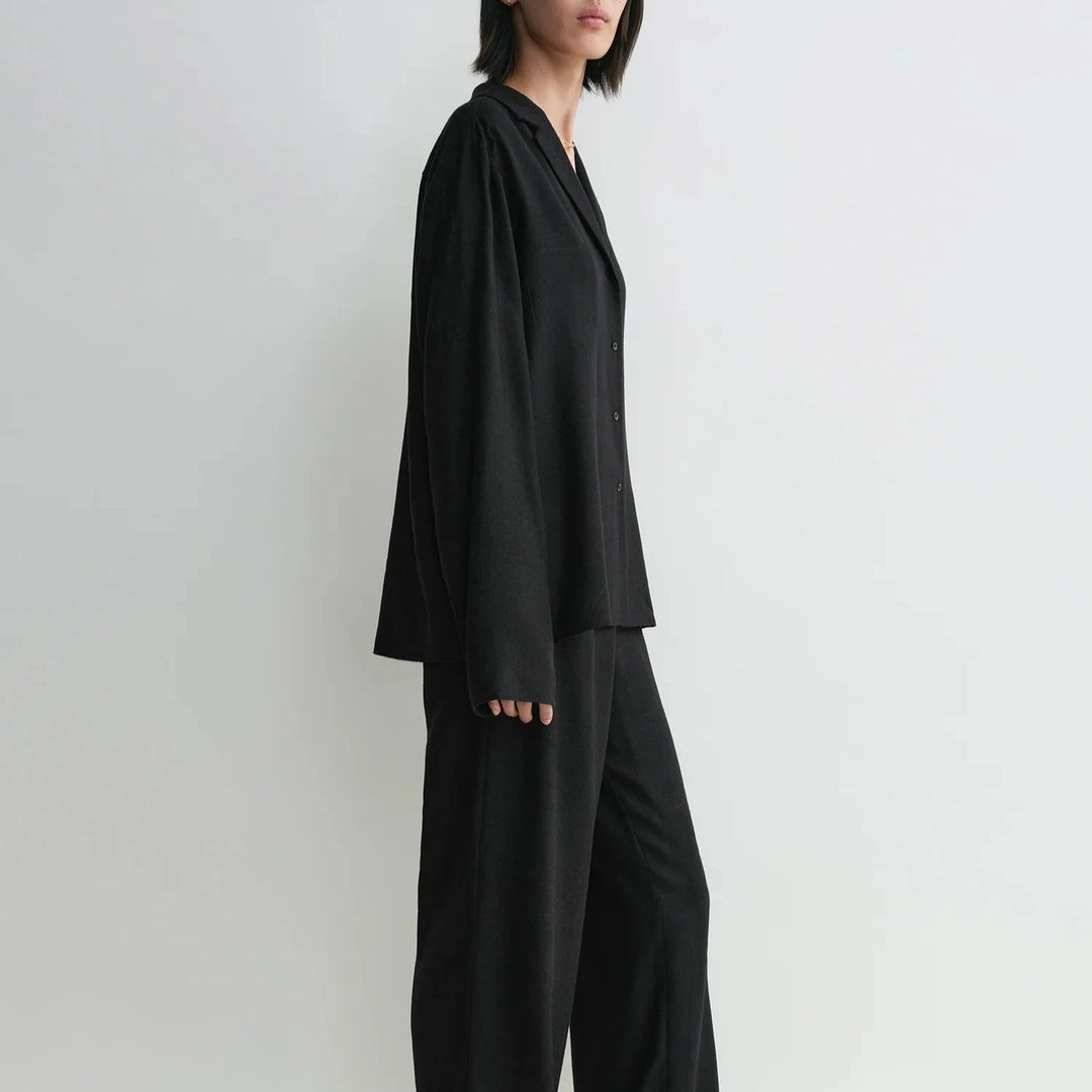 TOTEME - Monogram flannel pj top black