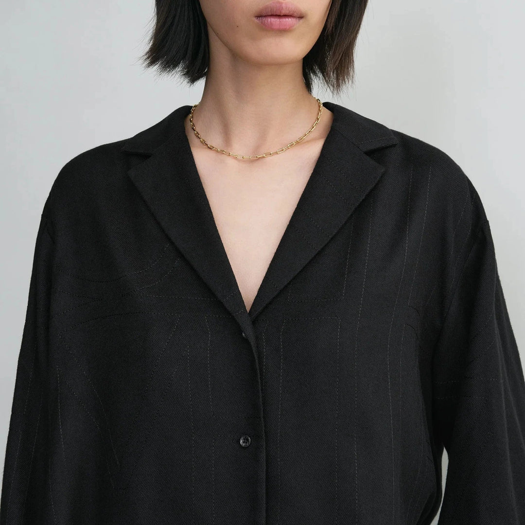 TOTEME - Monogram flannel pj top black