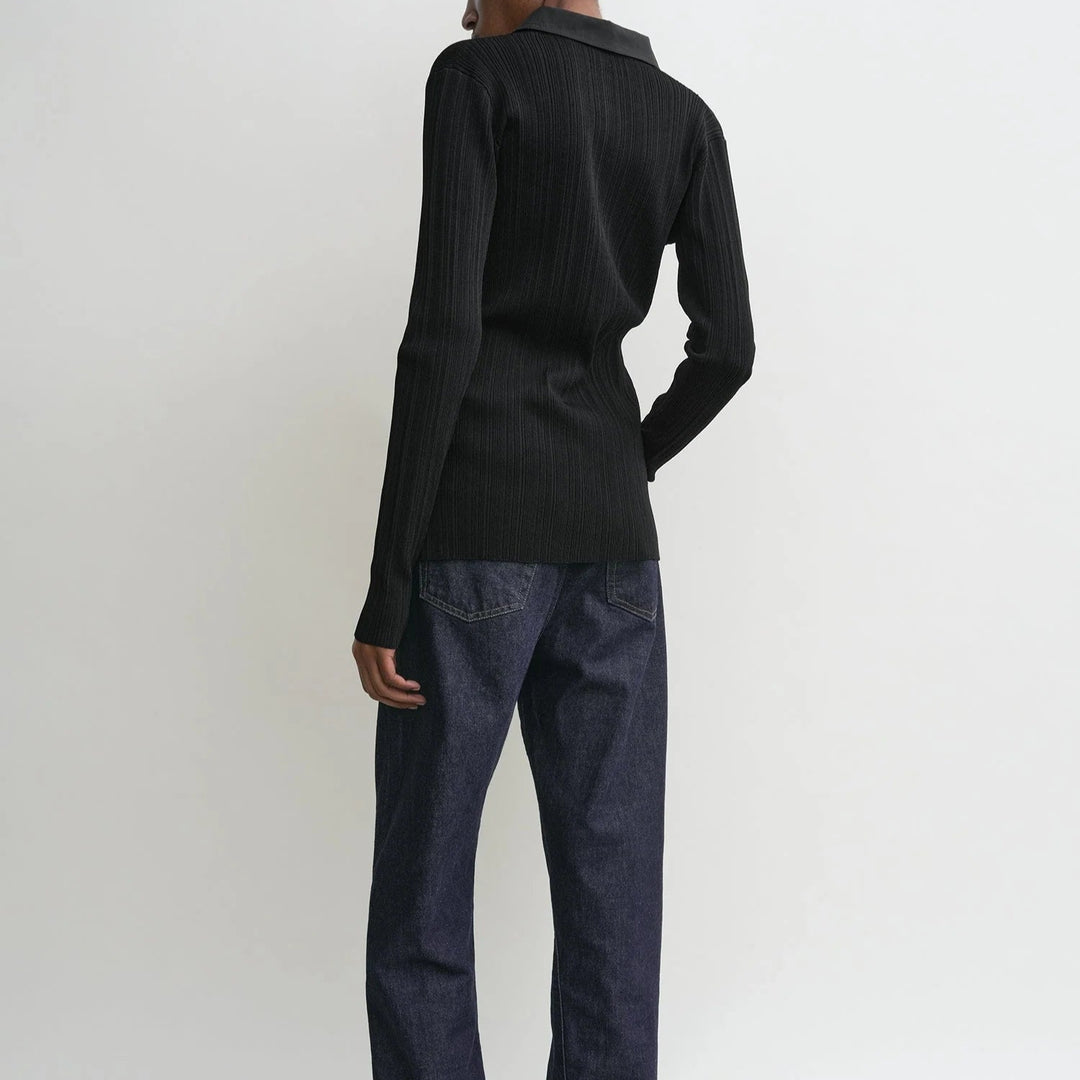 TOTEME - Half-placket knit shirt Black