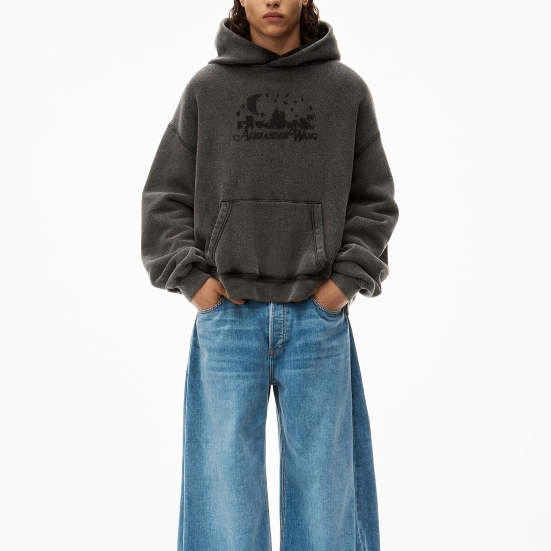 Alexander Wang - ディストレスト スエードコットンテリー スカイラインフーディー