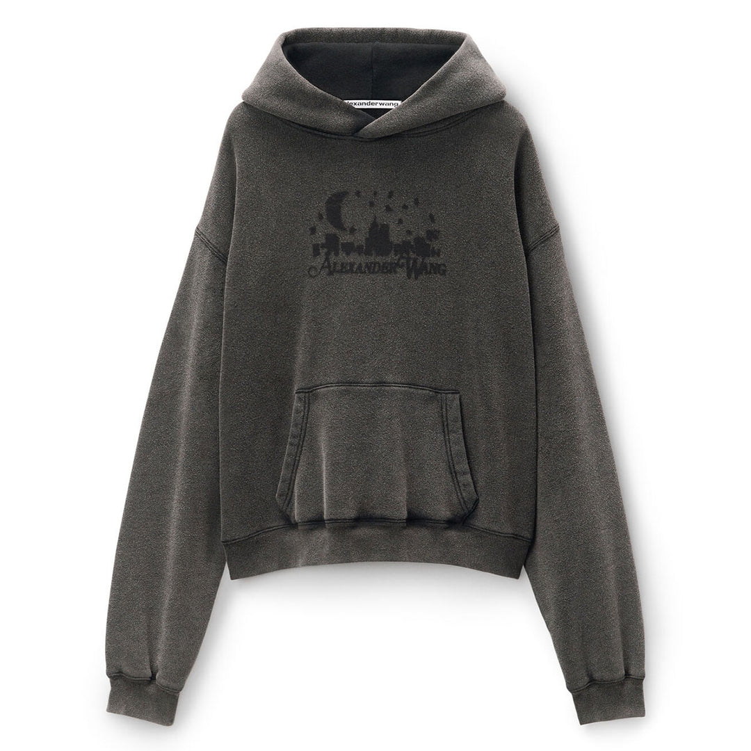 Alexander Wang - ディストレスト スエードコットンテリー スカイラインフーディー