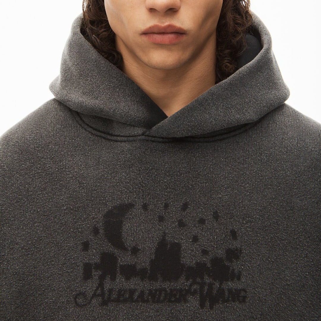 Alexander Wang - ディストレスト スエードコットンテリー スカイラインフーディー