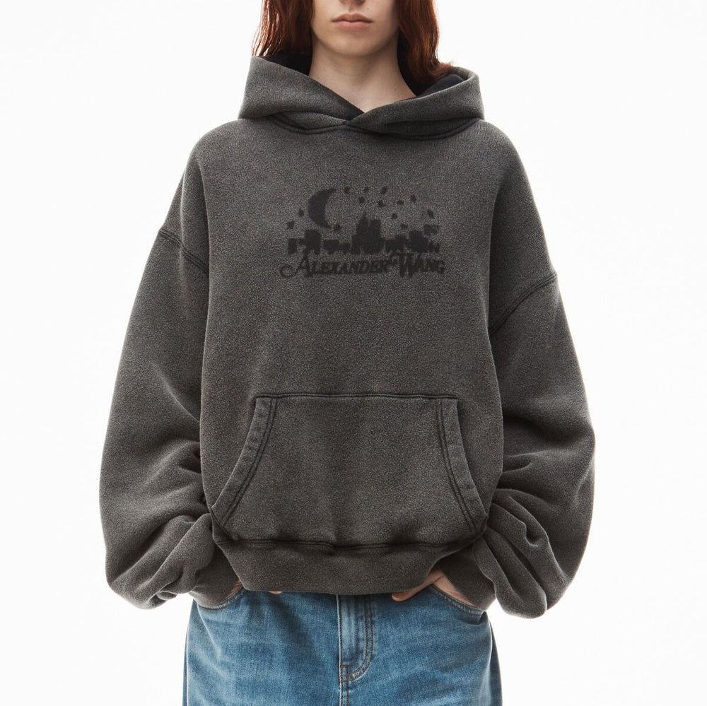 Alexander Wang - ディストレスト スエードコットンテリー スカイラインフーディー