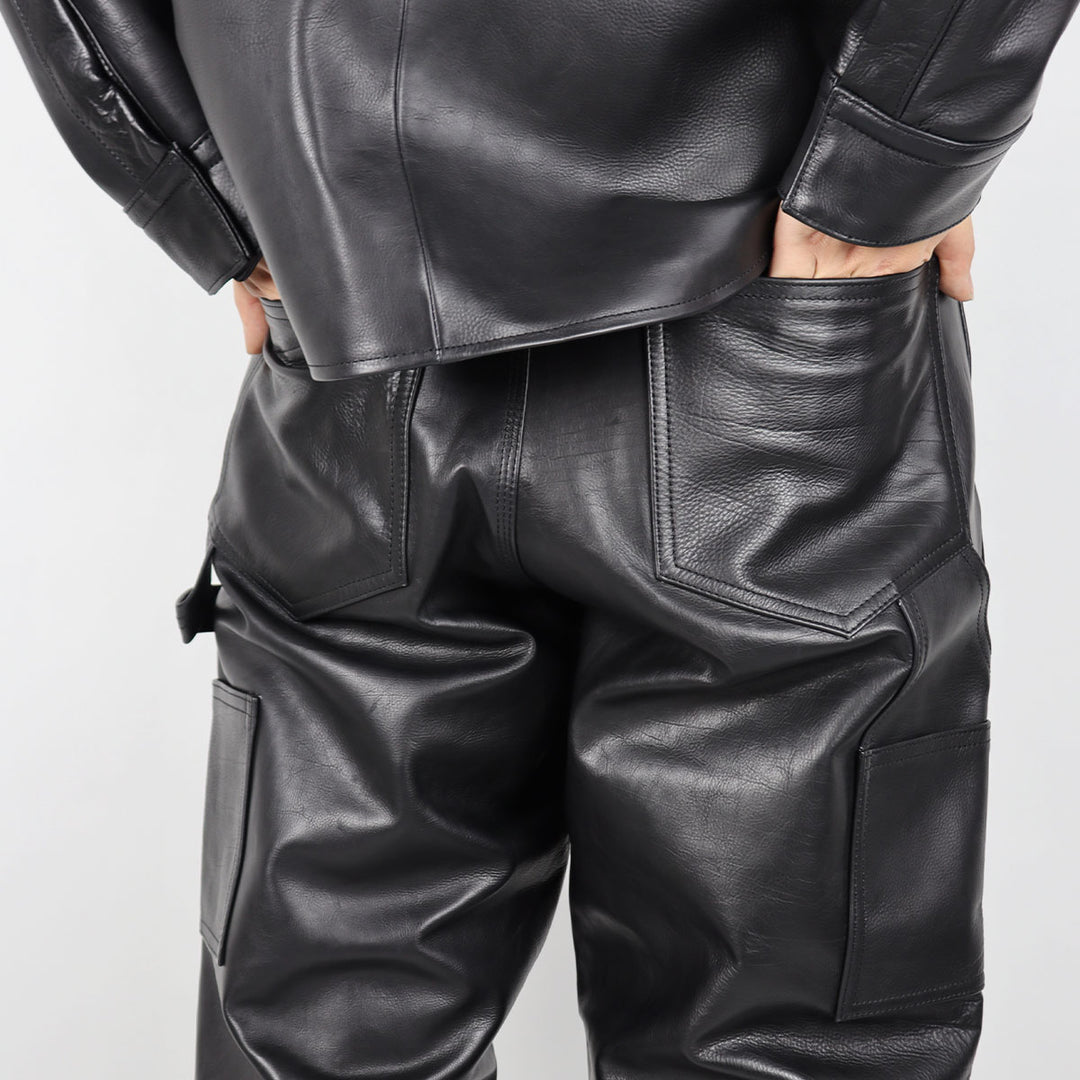VUJADE - 【WHY限定】Fred Leather Carpenter Pants in Waxed Baby Calf