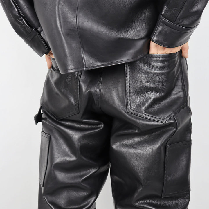 VUJADE - 【WHY限定】Fred Leather Carpenter Pants in Waxed Baby Calf