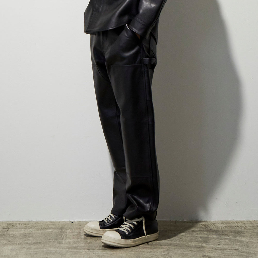VUJADE - 【WHY限定】Fred Leather Carpenter Pants in Waxed Baby Calf